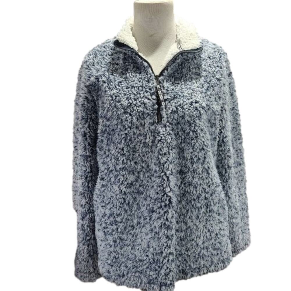 time and tru blue and white furry sweater